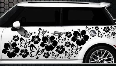 122-parties Autocollants Pour Voiture Hibiscus Fleurs Papillons Hawaï a