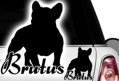 1x Solicitud Nombre 12x10cm Nombre Pegatina Bulldog Francés Buldog Bully Coche