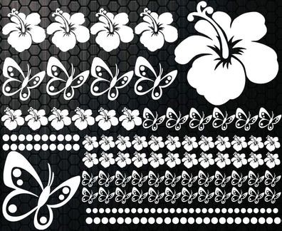 122 piezas XXX Pegatinas De Coches Flores Del Hibisco Mariposas Tatuaje Hawaiano