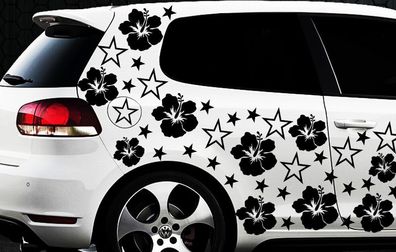 114x Car Sticker Star Star Hibiskus Flower s Butterflies HAWAII WALL TATTOO