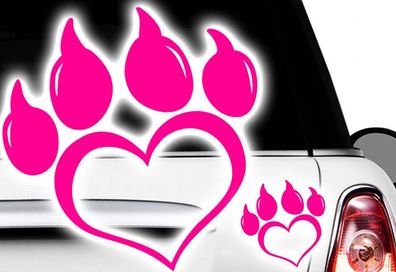 Love Herz Pfote, Dog, Cat, Katzenpfote Hundepfote xAufkleber Sticker x1 Paw tatz