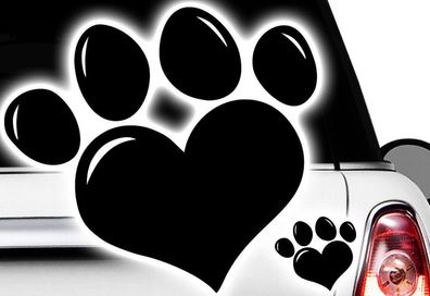Love Herz Pfote, Dog, Cat, Katzenpfote Hundepfote xAufkleber Sticker x2 Paw tatz