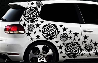 93 Roses Star Star Car Sticker Set Sticker Roses Stylin' Wall Tattoo Flowers