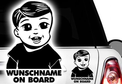 1x Aufkleber Wunschname ON BOARD Sticker Hangover Baby Auto Kind fährt mit FUN3