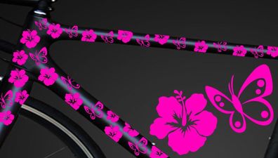 24-teiliges Fahrrad Hibiscus Aufkleber Hibiskus Blumen Schmetterlinge Bike