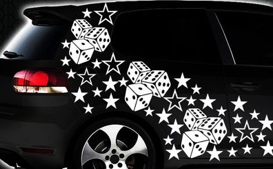 93-teiliges Sterne Würfel Cube Star Auto Aufkleber Tuning Wandtattoo Blumen xxx