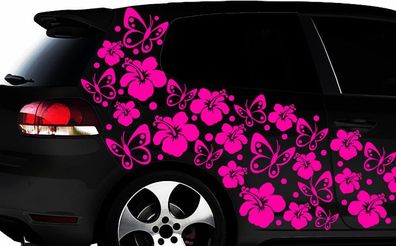 108-teiliges KIT Autocollants POUR Voiture Hibiscus FLEURS Papillons HAWAI Mural
