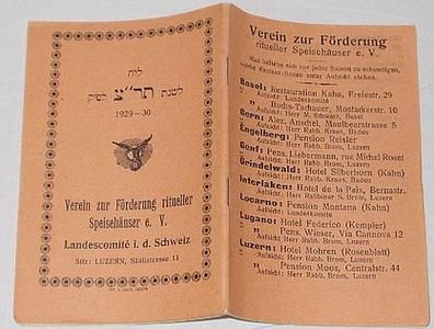 Israelitischer Kalender für das Jahr 5690, 1929-1930