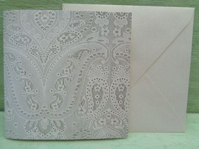 Grußkarten & Kuvert Briefpapier quadratisch Spitzenoptik Vintage ca 17x17 cm