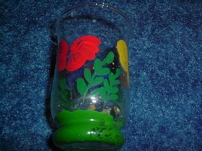 kleines Glas mit Handmalerei-Kerzenhalter/ Vase