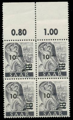 Saarland 1947 Nr 226ZII postfrisch Viererblock ORA X81B016
