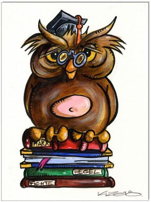 Klausewitz: Acrylfarben auf Acrylmalpapier Büchereule Book owl / 24x32 cm