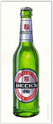 Klausewitz: Original Acryl auf Acrylmalpapier: Becks Bottle Art/ 21x50 cm