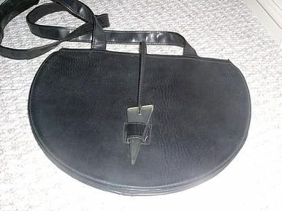 ältere Tasche aus Leder-schwarz-seltene Form