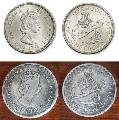 Großbritanien One Crown Bermuda 1959-1609 Elizabeth II. Größe Münze 18g 38mm Durchmes
