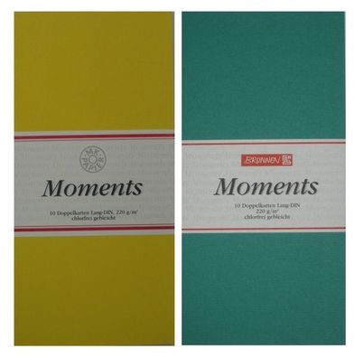Moments-Doppelkarten - Din lang - 10 Stück - Farbe: gelb oder grün