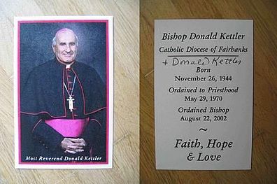 Bischof von Fairbanks Alaska Donald Kettler - handsigniertes Autogramm!!!