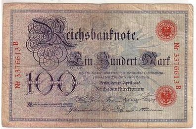 seltene Banknote Kaiserreich 100 Mark 1903
