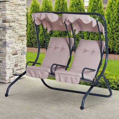Outsunny® Hollywoodschaukel Gartenschaukel Schaukel 2-Sitzer mit Sonnendach Stahl
