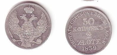 30 Kopeken Kupfer Münze Polen Russland 1839