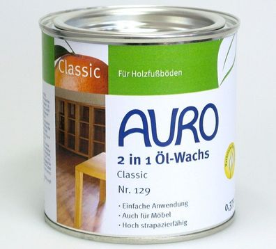 AURO 129, Öl-Wachs 2-in-1 Classic für Holzfußboden und Möbel