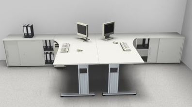 Doppelarbeitsplatz GD35 PC-Schreibtische mit Anstellschränken 120 cm