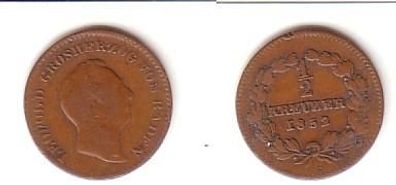 1/2 Kreuzer Kupfer Münze Baden Großherzog Leopold 1852