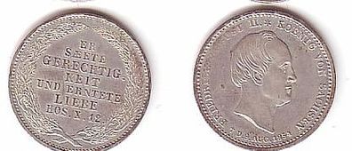 1/6 Taler Silber Münze Sachsen Friedrich August II 1854