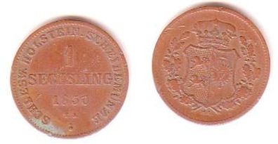1 Sechsling Kupfer Münze Schleswig Holstein 1850