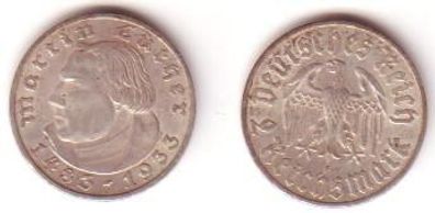 2 Mark Silber Münze Martin Luther 1933 F Jäger 352