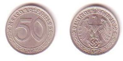 50 Pfennig Nickelmünze Deutsches Reich 1939 F Jäger 365
