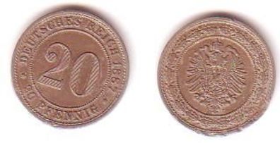 20 Pfennig Nickel Münze Deutsches Reich 1887 E Jäger 6