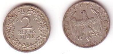 2 Mark Silber Münze Weimarer Republik 1926 E Jäger 320