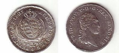 1/6 Taler Silber Münze Sachsen Friedrich August 1809