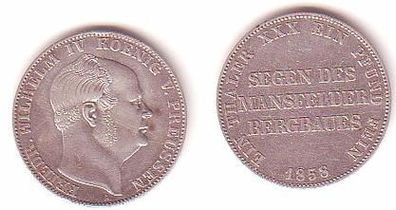 1 Taler Silber Münze Preussen Mansfelder Bergbau 1858 A (MU0806)