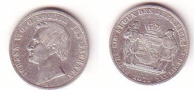 1 Bergbautaler Silber Münze Sachsen Johann 1871 B