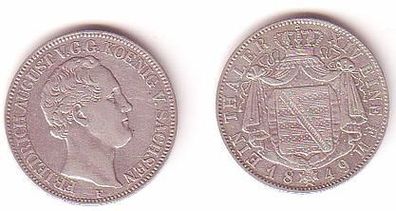 1 Taler Silber Münze Sachsen König Friedrich Aug. 1849 (MU1028)