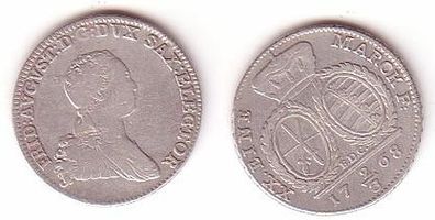 2/3 Taler Silber Münze Sachsen Friedrich August 1768 (MU0585)