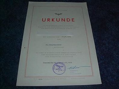 Urkunde zur Beförderung-Deutsche Reichsbahn 1979