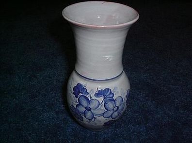 Vase aus Keramik-grau/ blau gemustert 16cm hoch