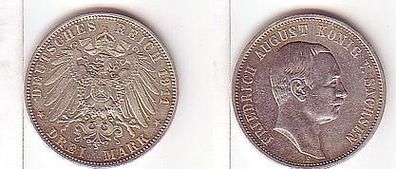 3 Mark Silber Münze Sachsen König Friedrich August 1911