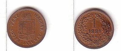 1 Kreuzer Kupfer Münze Ungarn 1881 K.B.