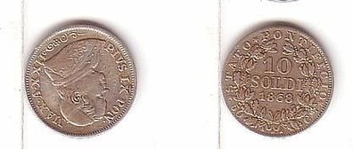 10 Soldi Silber Münze Vatikan 1868 Pius IX.