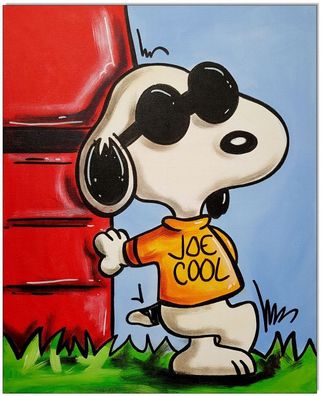 Klausewitz: Original Acryl auf Leinwand: Peanuts Snoopy Joe Cool / 40x50 cm