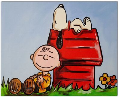 Klausewitz: Original Acryl auf Leinwand: Peanuts Charlie & Snoopy / 40x50 cm