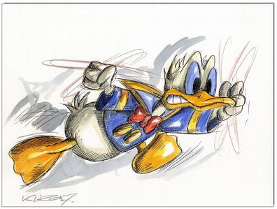 Klausewitz: Original Feder und Aquarell : Donald Duck in Rage I / 24x32 cm