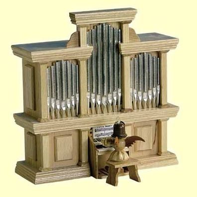Kurzrock-Engel an der Orgel mit Spielwerk natur Blank Erzgebirge Kurzrockengel