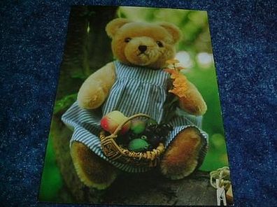 138/ Postkarte-Teddy mit Obstkorb