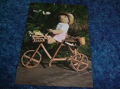 145/ Postkarte-Teddy mit Fahrrad