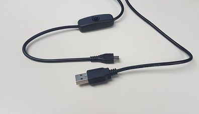 USB Kabel mit Schalter - A Stecker - micro B Stecker 1,50m schwarz